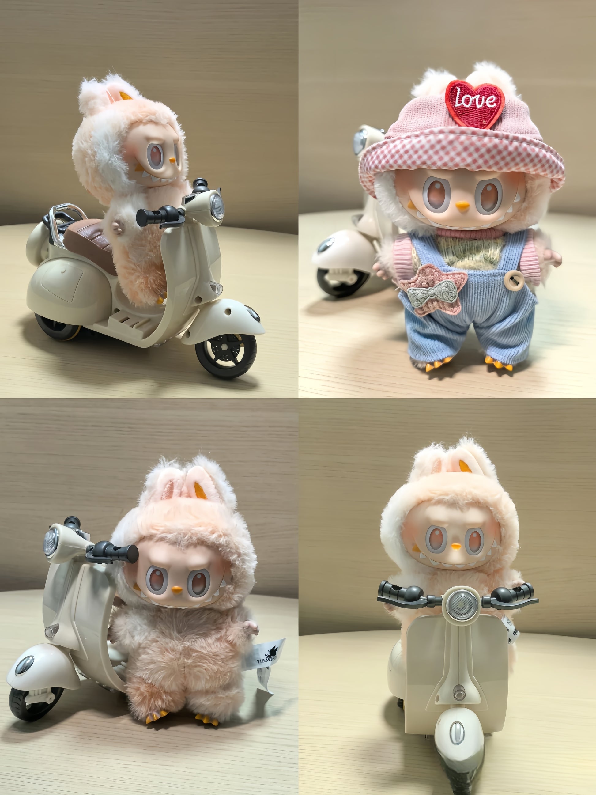 labubu  Rotating and movable stunt motorcycle with colored lights, suitable for most Labubu series