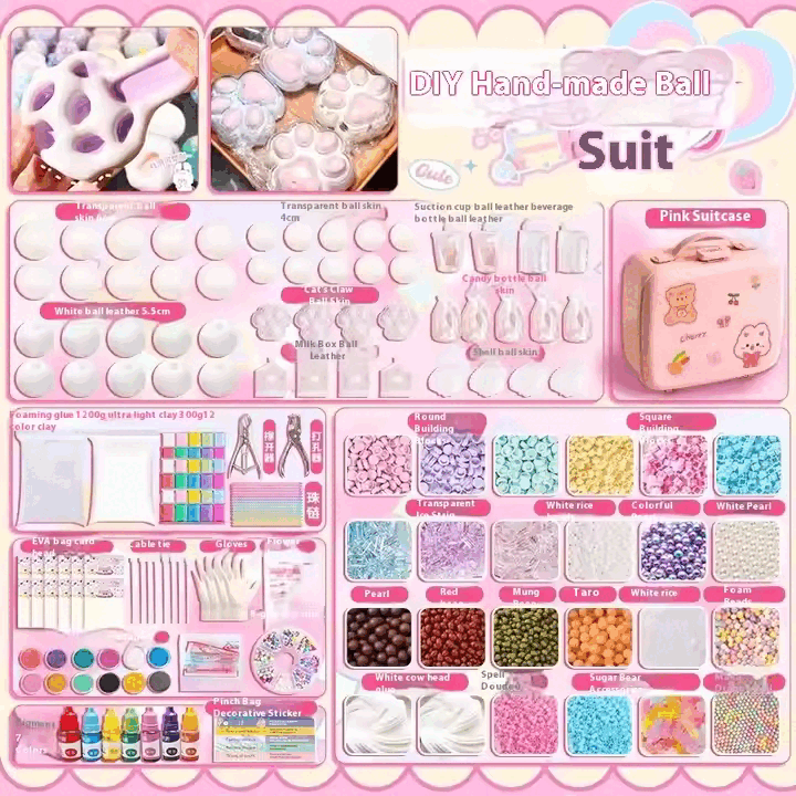 Handmade DIY plastic ball suit noise extrusion toy making Glutinous rice cakes filling skin