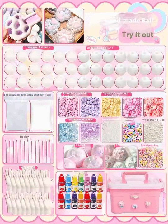 Handmade DIY plastic ball suit noise extrusion toy making Glutinous rice cakes filling skin
